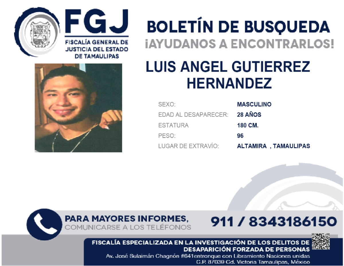 BOLETIN DE BUSQUEDA LUIS ANGEL GUTIERREZ