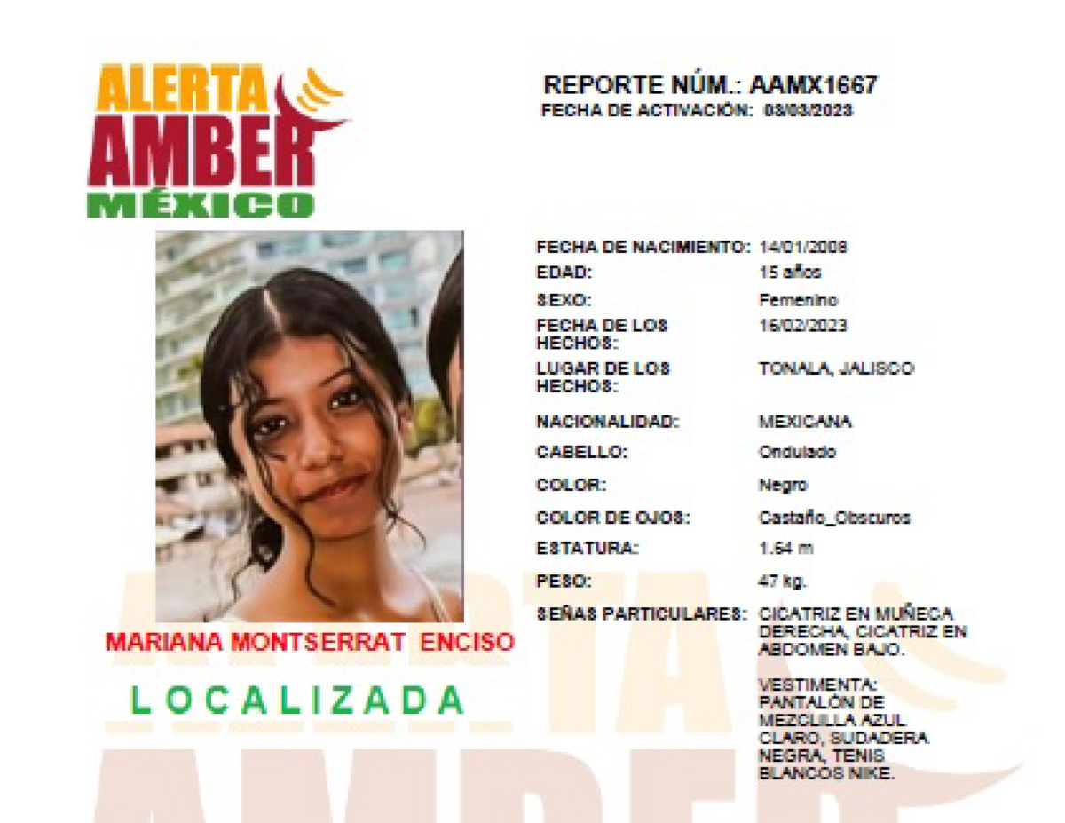 Alerta Amber Mariana