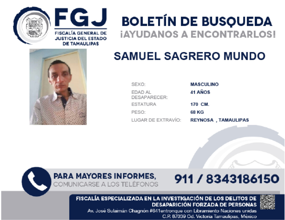 Boletin de busqueda Samuel Sagrero