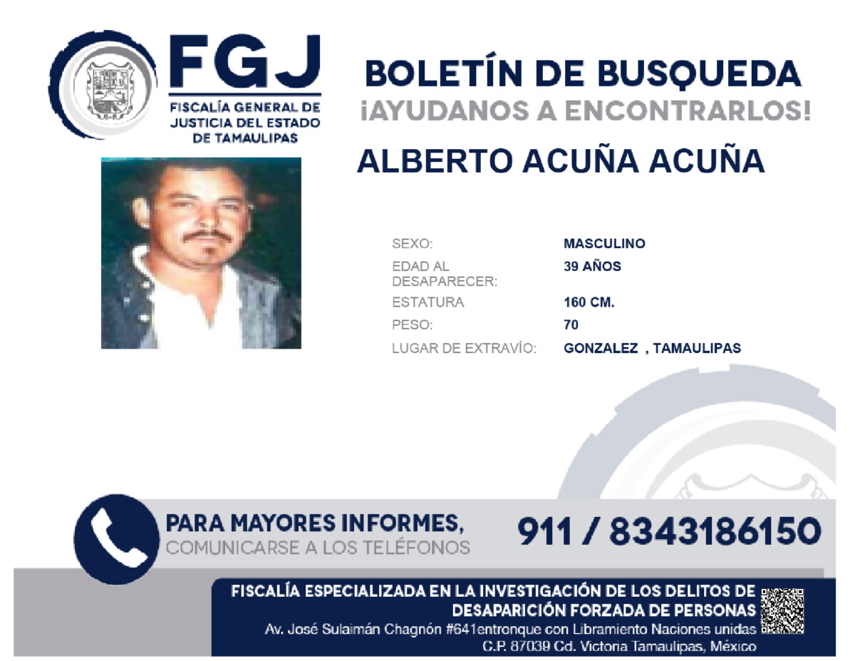 Boletin de busqueda Antonio Acuña Acuña