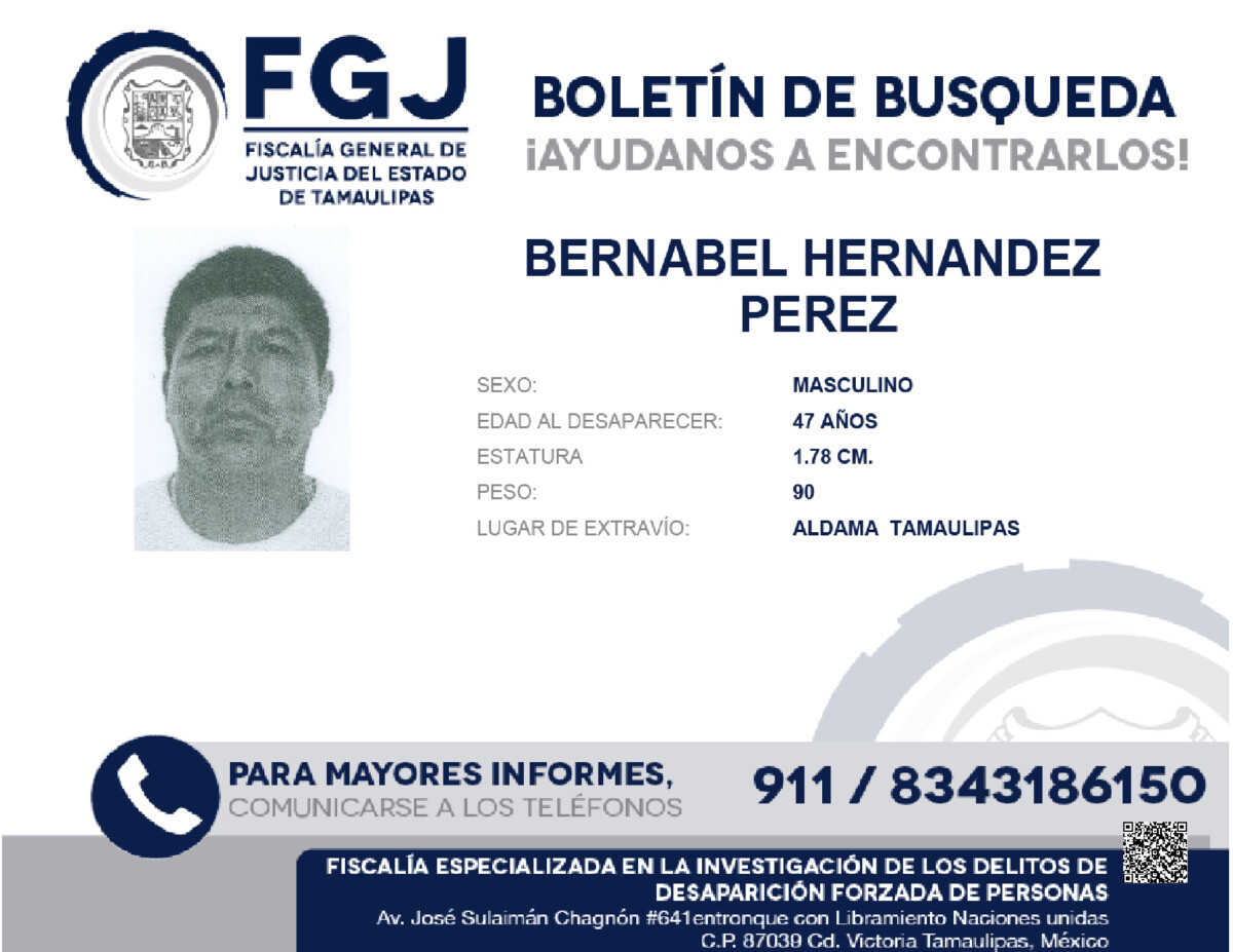 Boletín de Búsqueda Bernabel Hernandez Perez