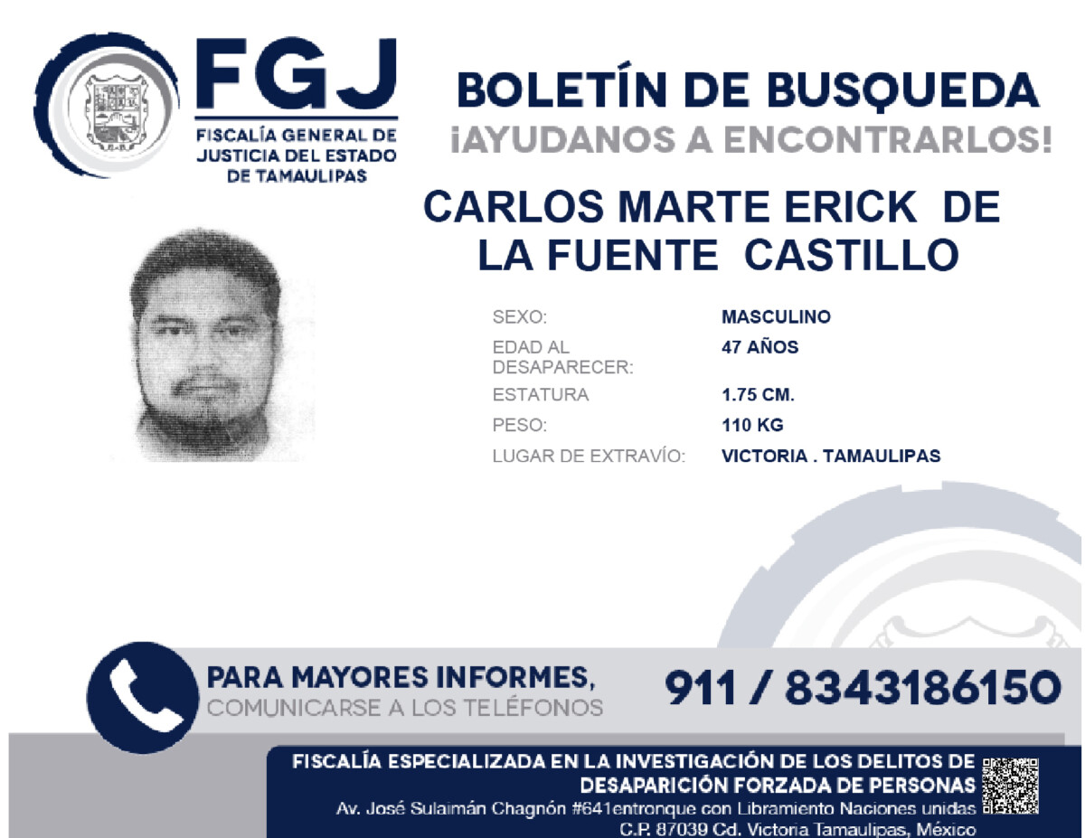 Boletin de busqueda Carlos Marte Erick