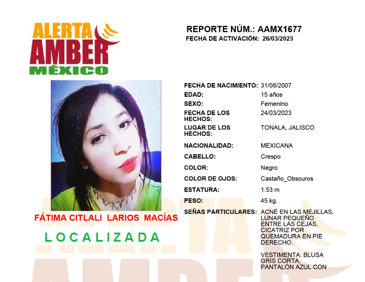 Alerta Amber Citlali