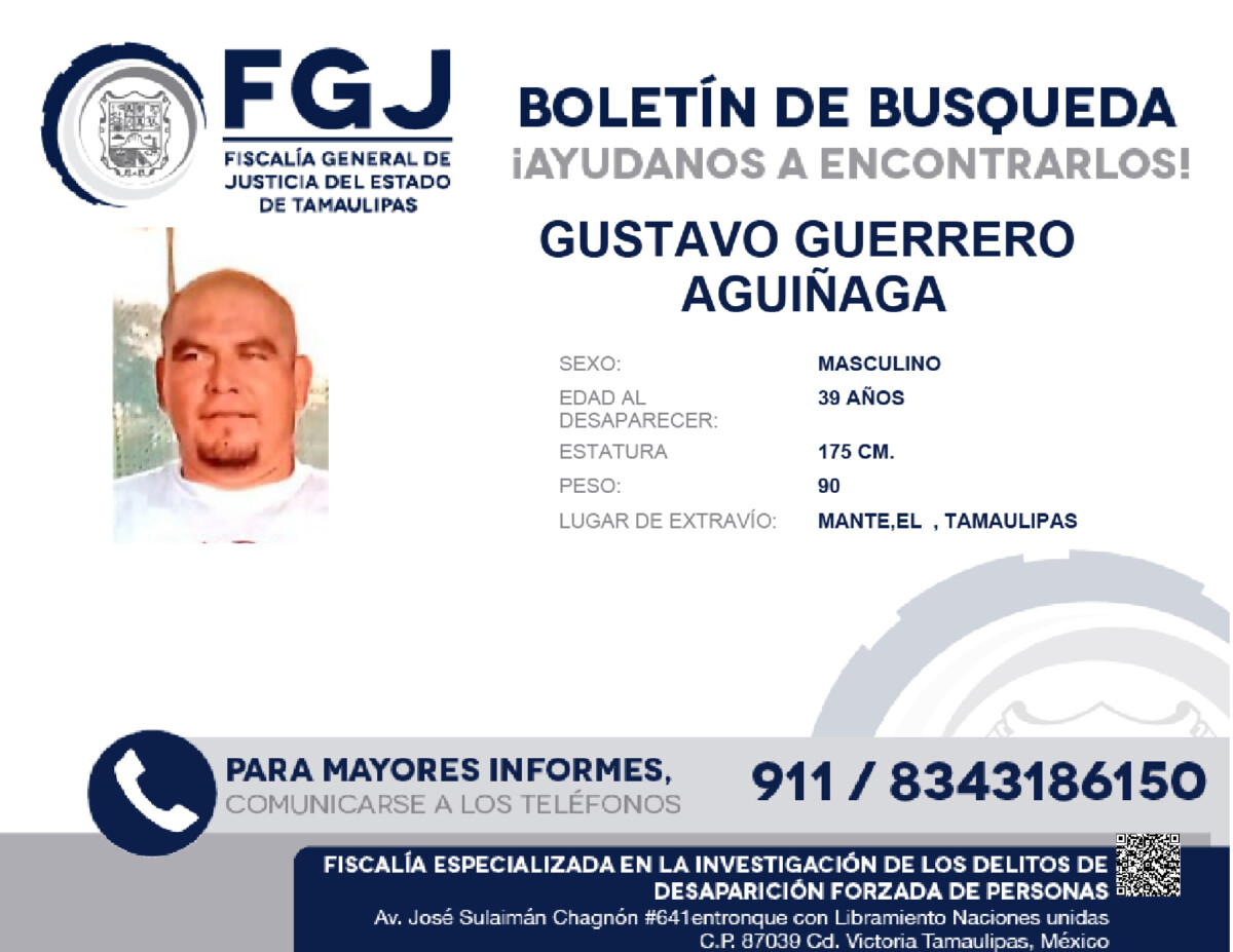 Boletin de Busqueda Gustavo Guerrero