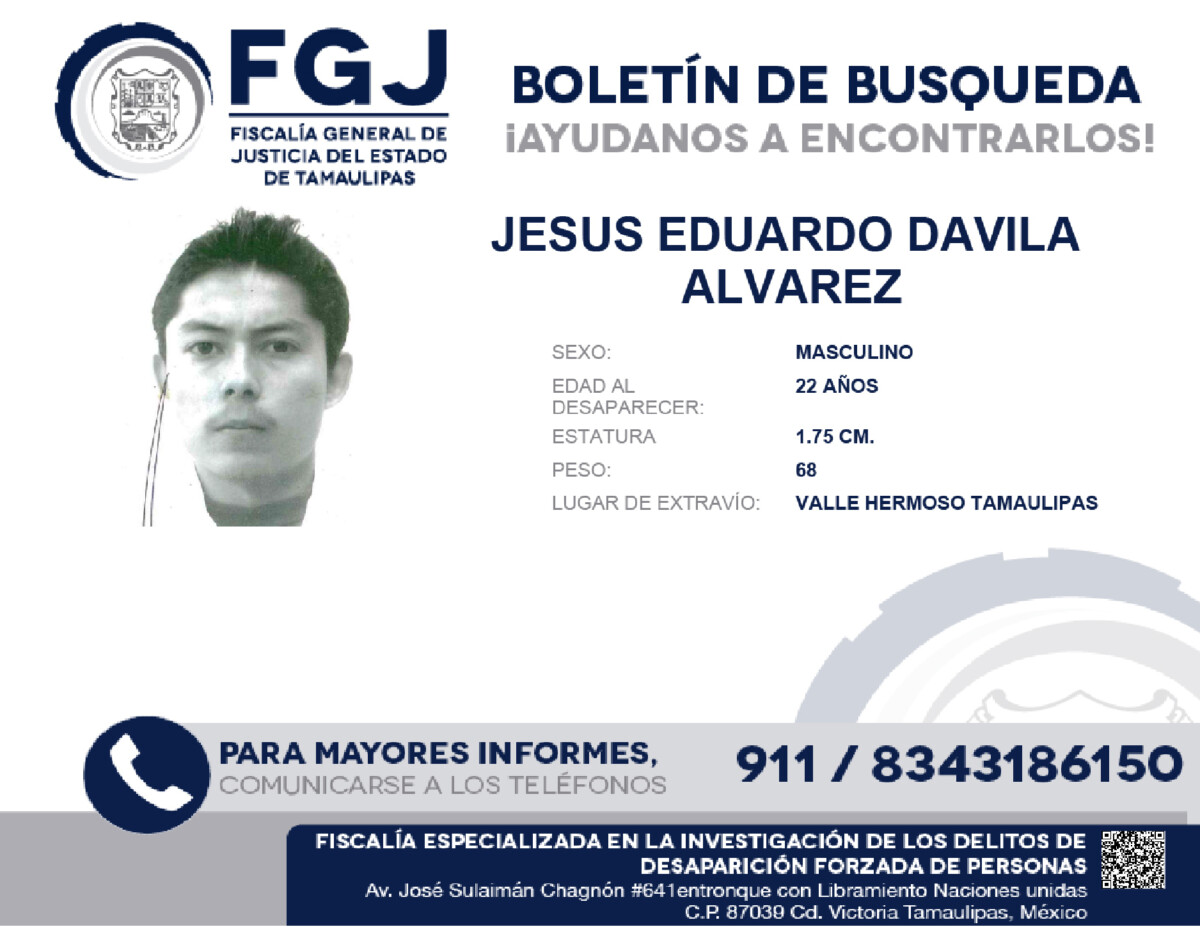 Boletin de Busqueda Jesus Eduardo Davila