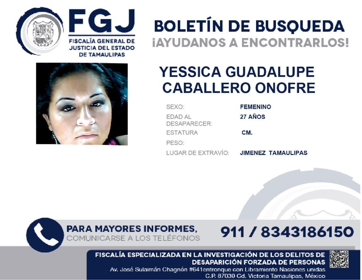 Boletín de Búsqueda Yessica Guadalupe