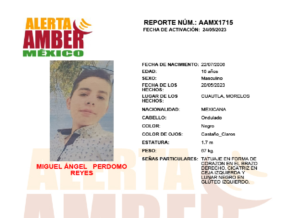 Alerta Amber Angel Perdomo