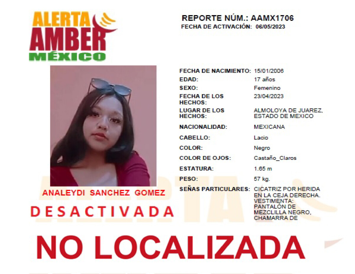 Alerta Amber Anadeli Sanchez