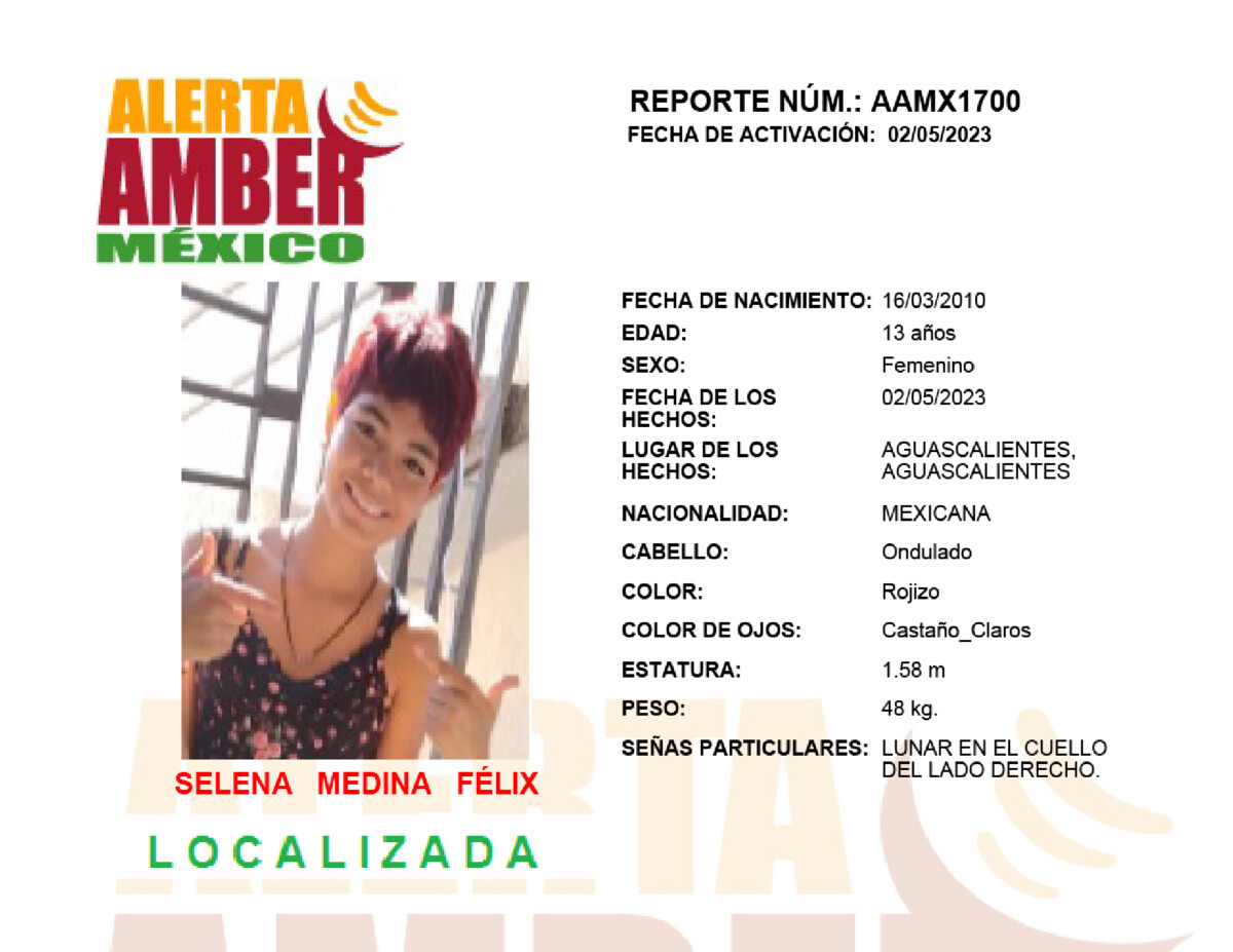 Alerta Amber Selena Medina