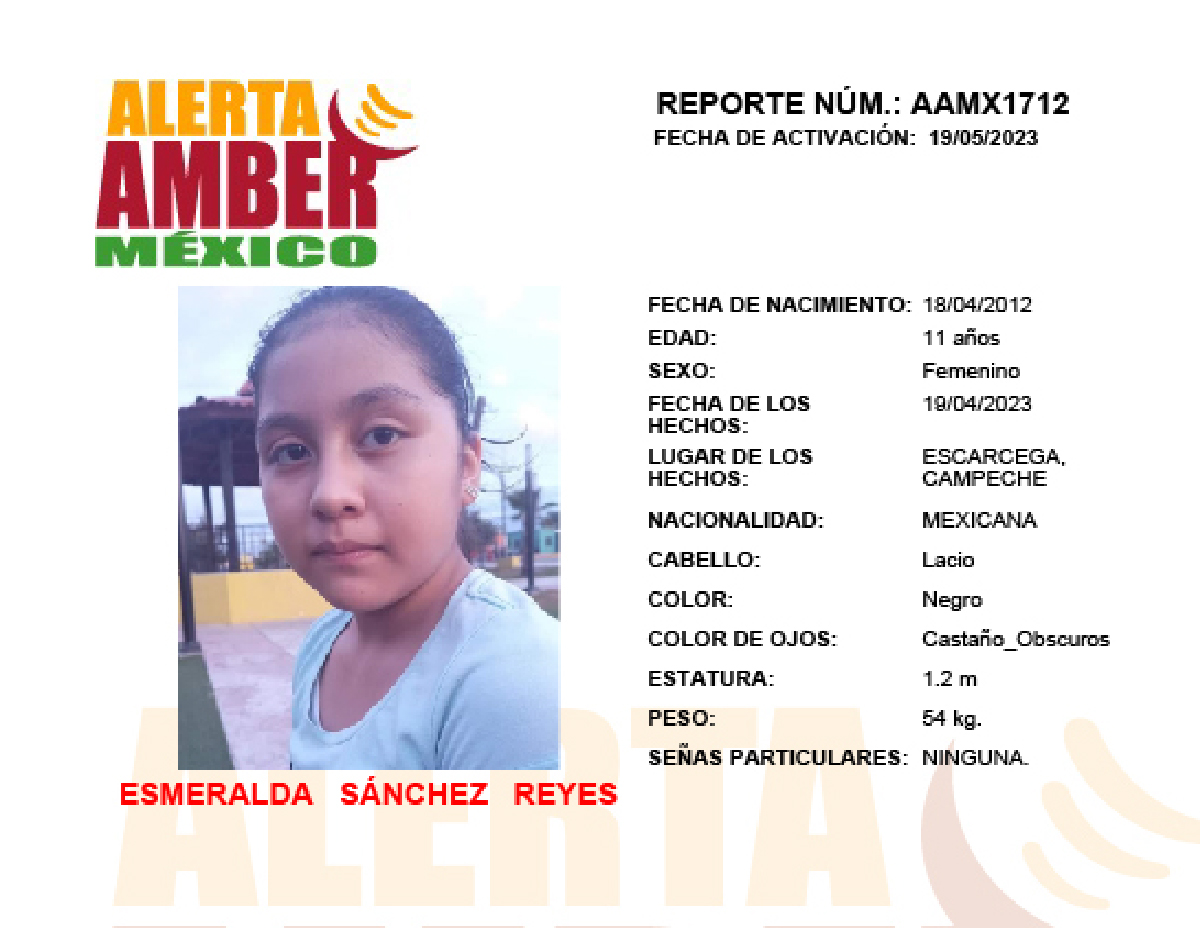 Alerta Amber Esmeralda Sanchez