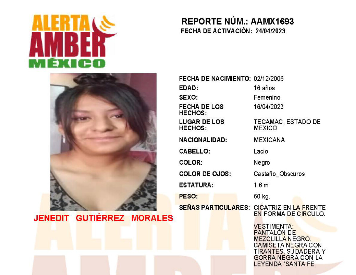 Alerta Amber Jenedit Gutierrez