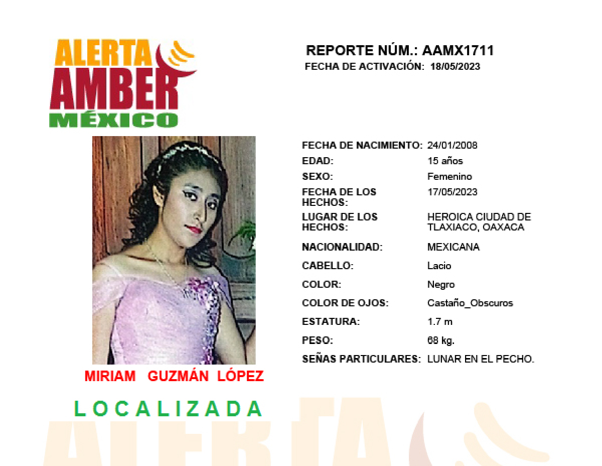 Alerta Amber Miriam Guzman