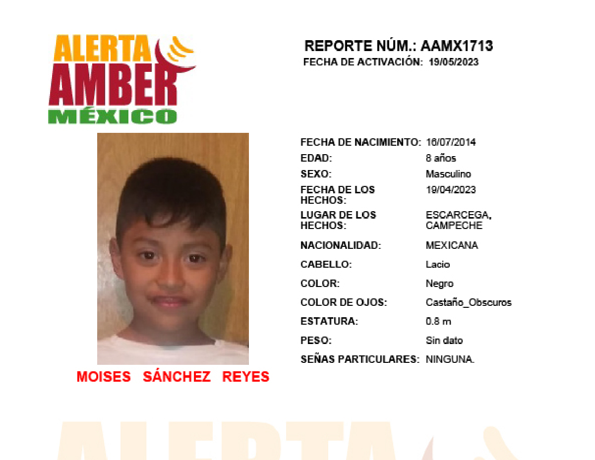 Alerta Amber Moisés Sánchez