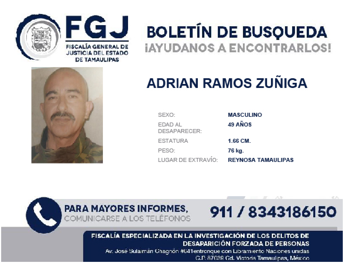 Boletin de Busqueda Adrian Ramos