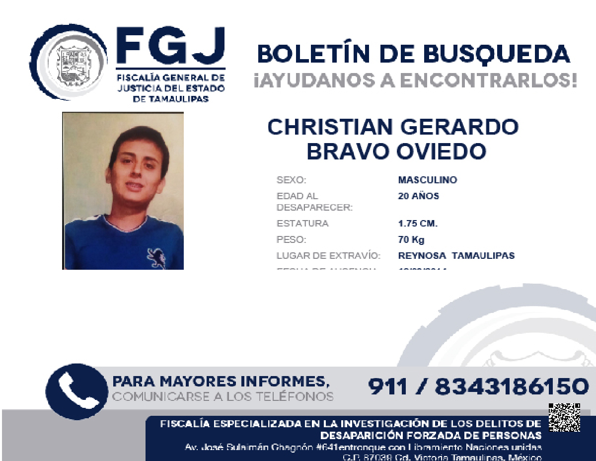 Boletin de Busqueda Crhistian Gerardo