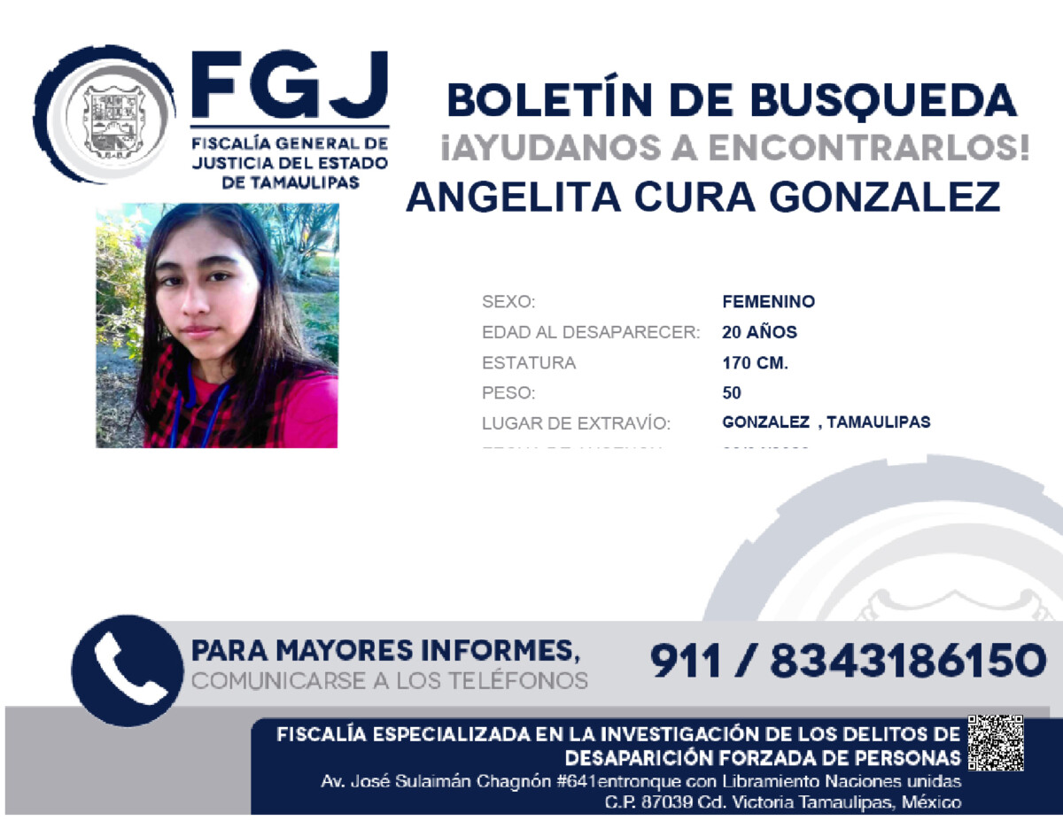 Boletín de Búsqueda Angelita Cura