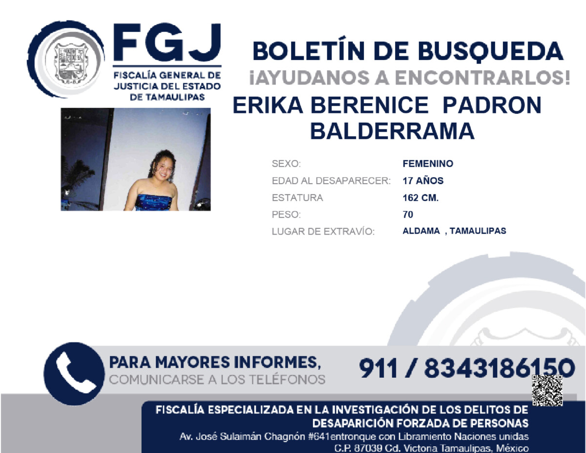 Boletín de Búsqueda Erika Berenice