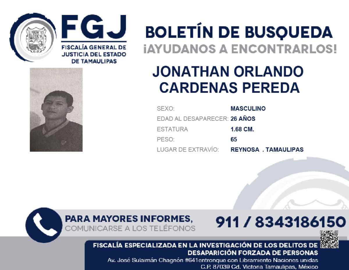 Boletin de Busqueda Jonhatan Orlando