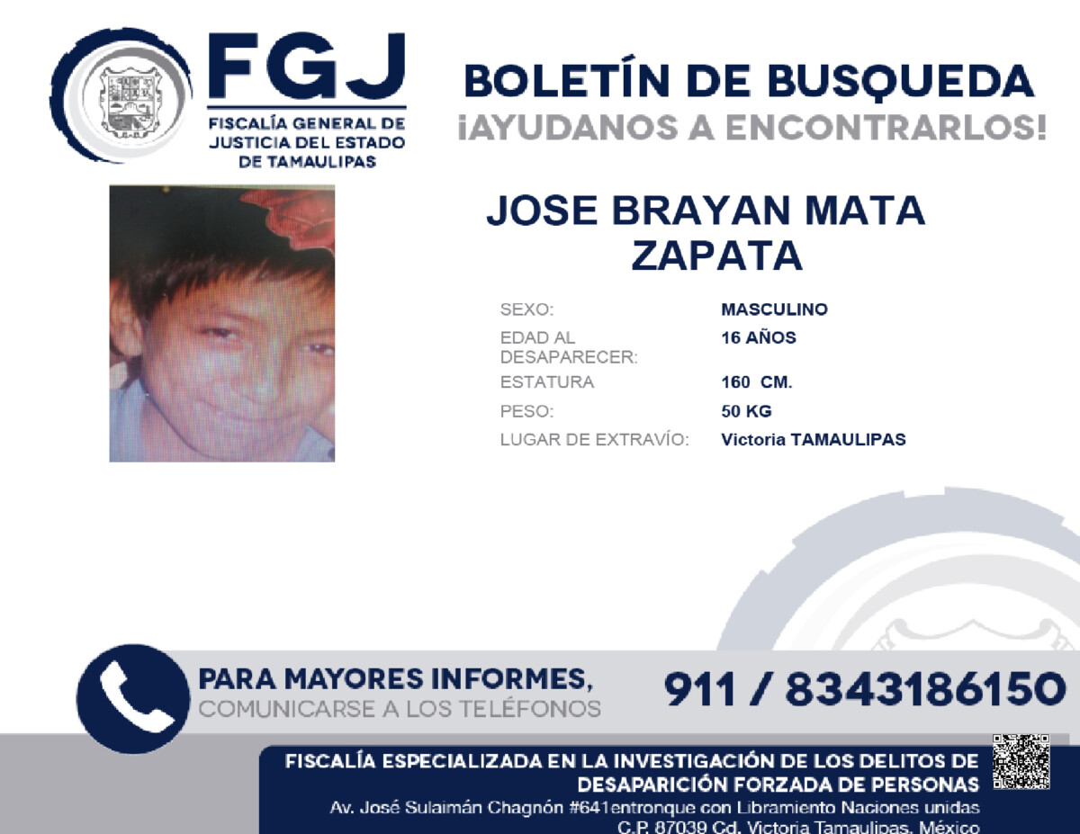 Boletín de búsqueda José Brayan