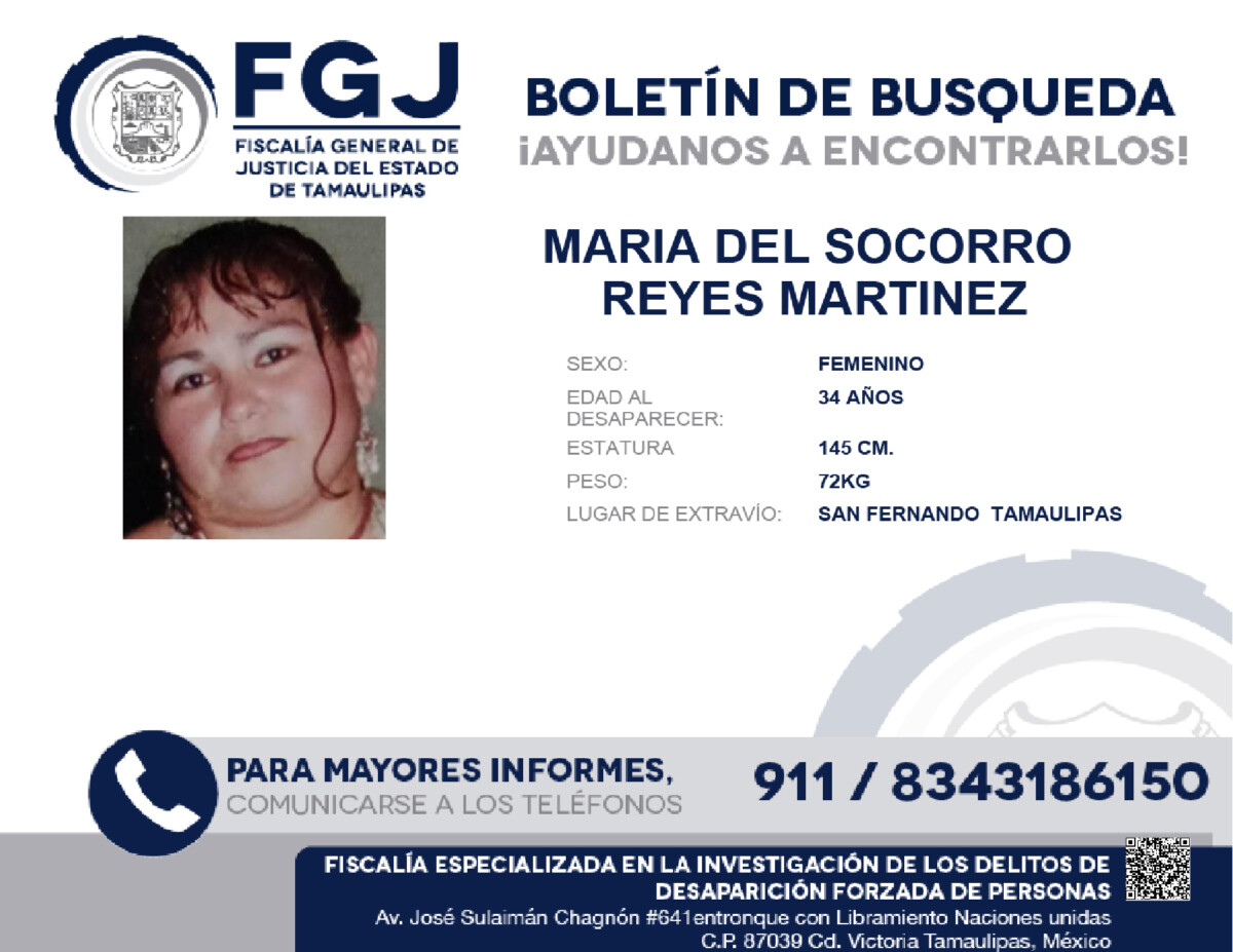 Boletin de Busqueda Maria del Socorro