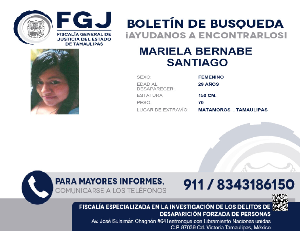 Boletin de Busqueda Mariela