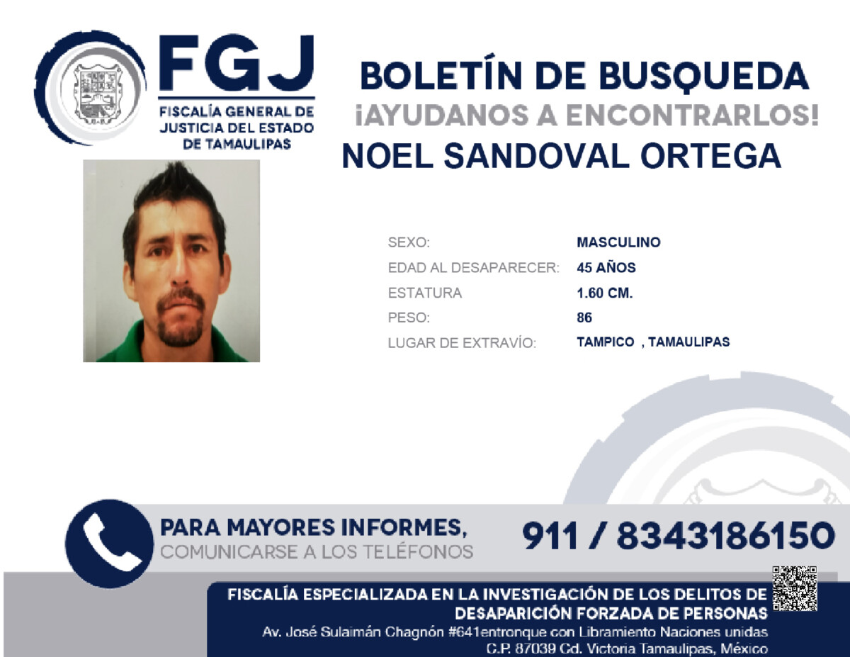 Boletín de Búsqueda Noel Sandoval Ortega