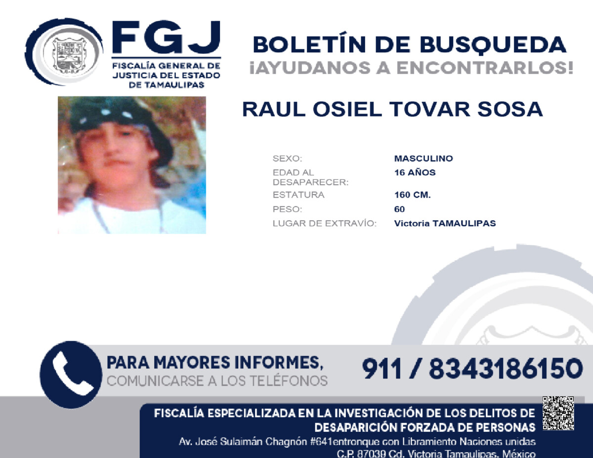 Boletín de Búsqueda Raúl Osiel