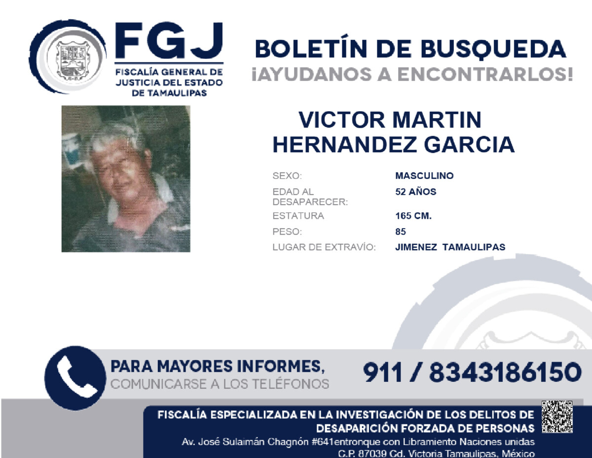 Boletín de Búsqueda Víctor Martin Hdz