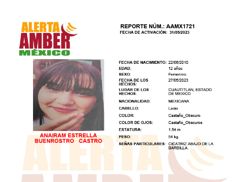 Alerta Amber Anairam Estrella