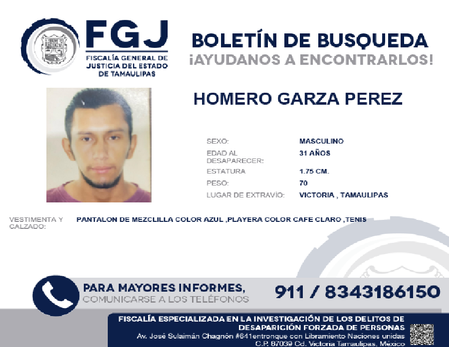 Boletin de Busqueda Homero Garza