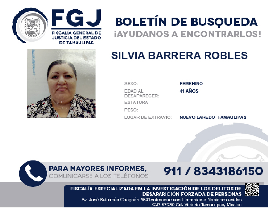 Boletin de Busqueda Silvia Barrera