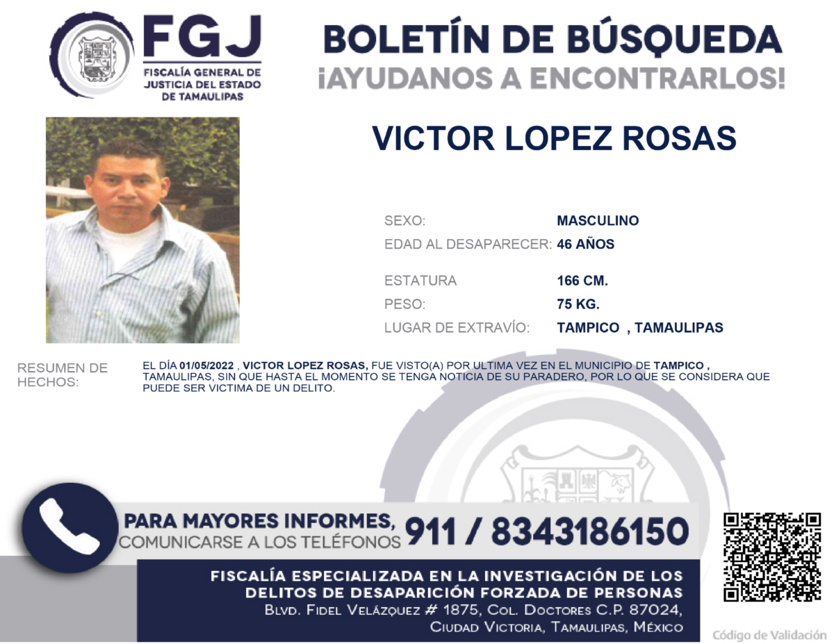 Boletin de Busqueda Victor Lopez