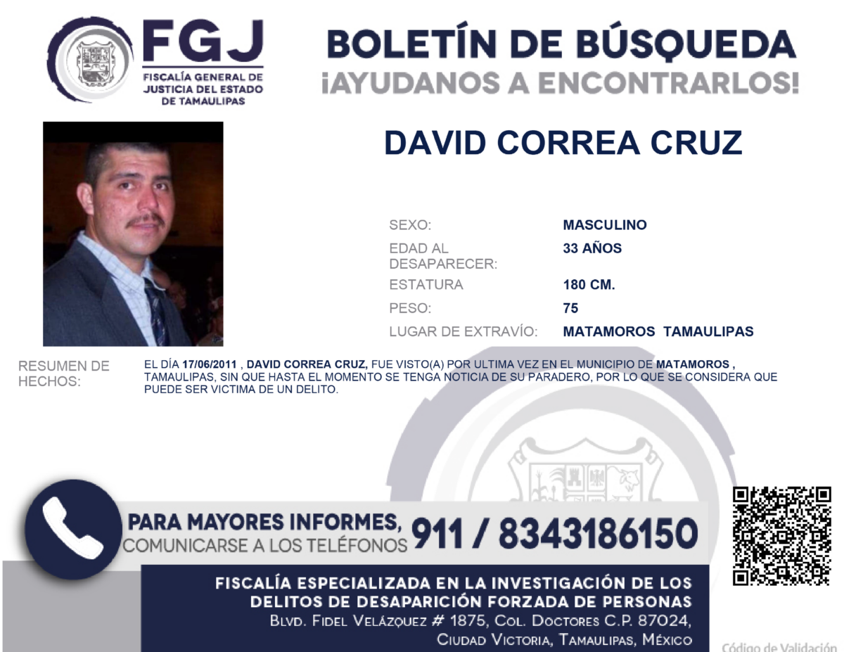 Boletin de Busqueda David Correa