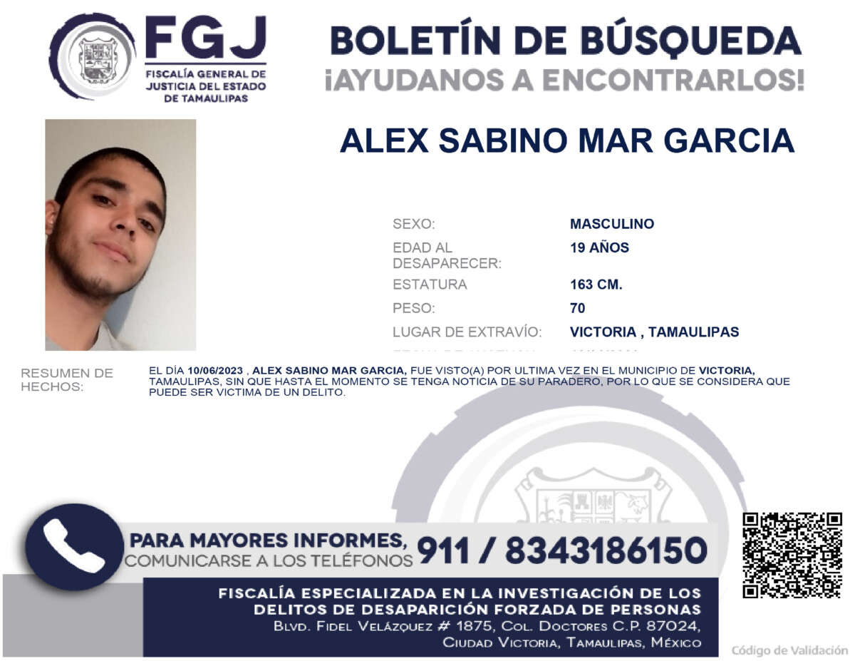 Boletin de Busqueda Alex Sabino