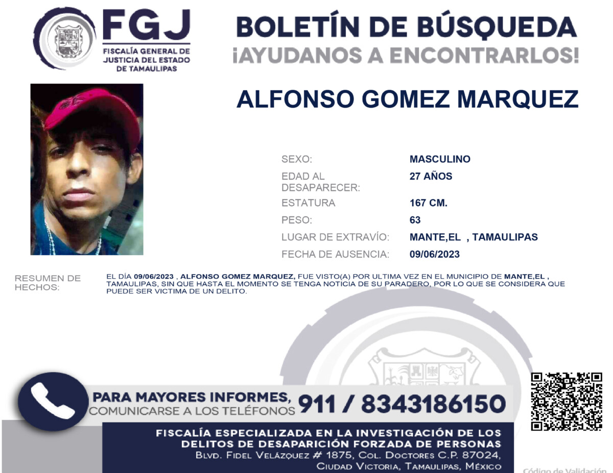 Boletin de Busqueda Alfonso Gomez