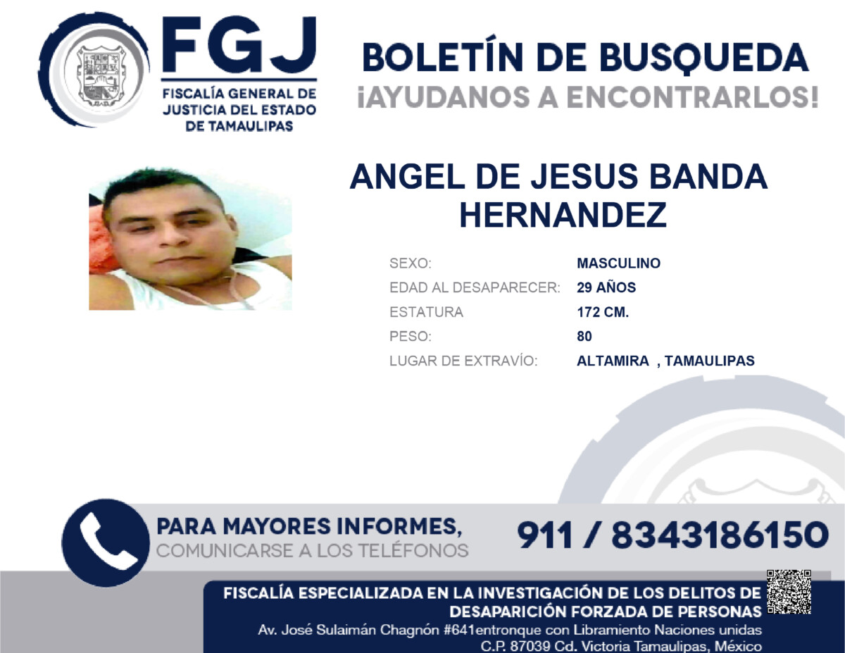 Boletín de Búsqueda Ángel de Jesús Banda Hernández