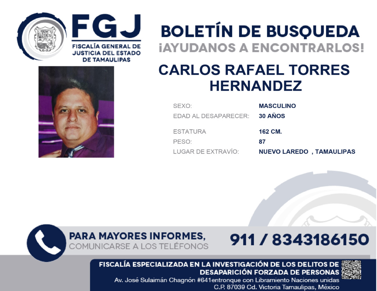 Boletin de Busqueda Carlos Rafael Torres