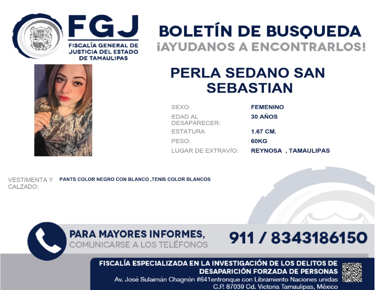 Boletin de Busqueda Perla Sedano