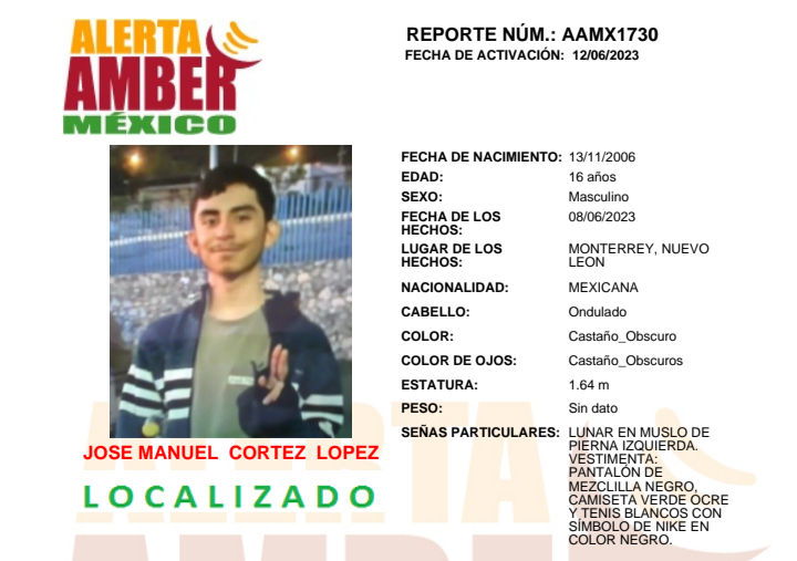 Alerta Amber José Manuel