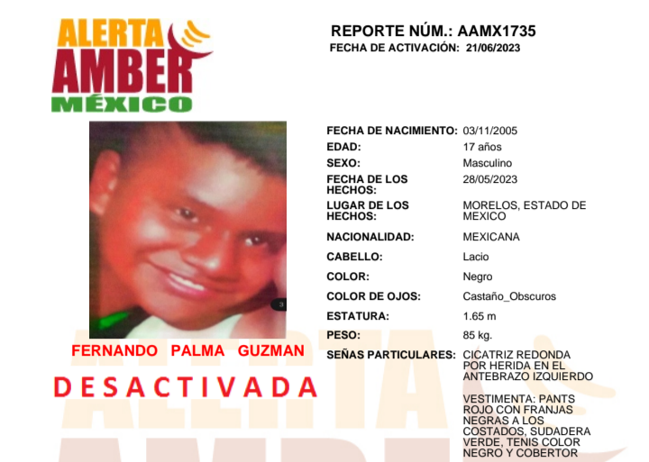 Alerta Amber Fernando Palma