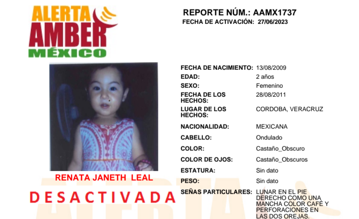 Alerta Amber Renata Janeth