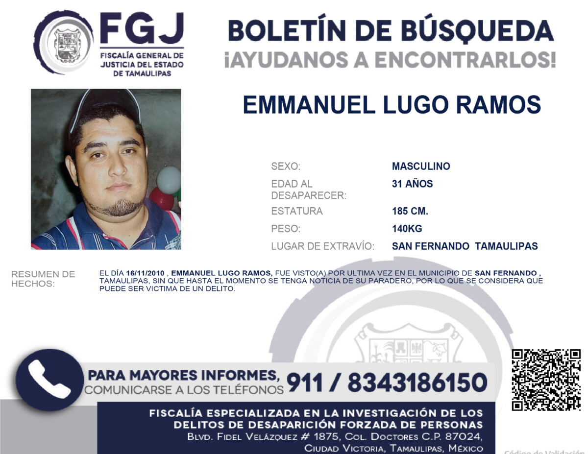 Boletín de Búsqueda Emmanuel Lugo Ramos