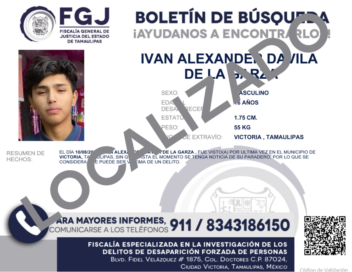 Boletín de Búsqueda Iván Alexander