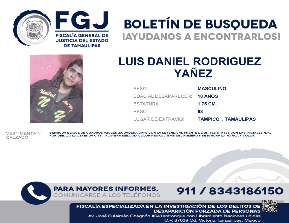 Boletin de Búsqueda Luis Daniel Rodriguez