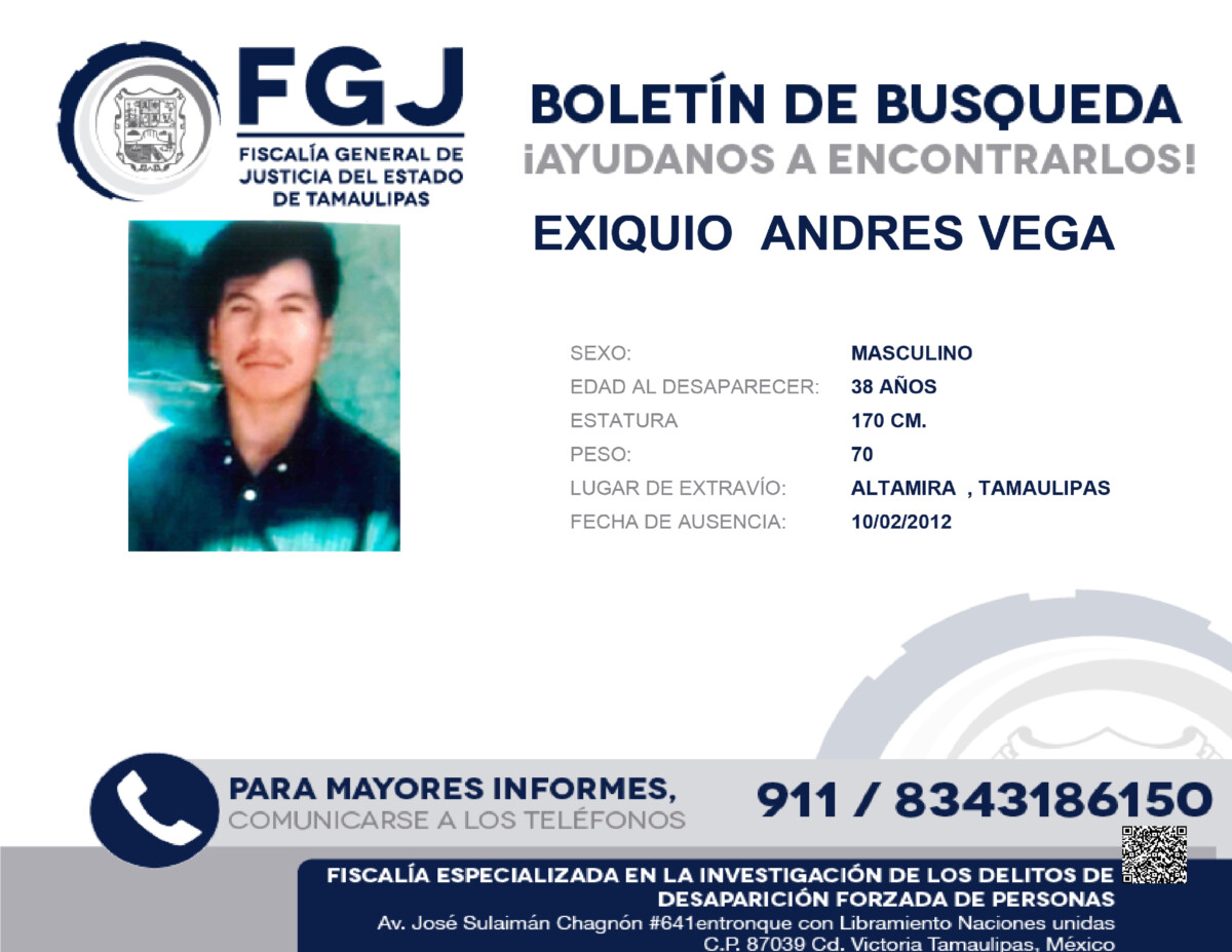 Boletín de Búsqueda Exiquio Andres