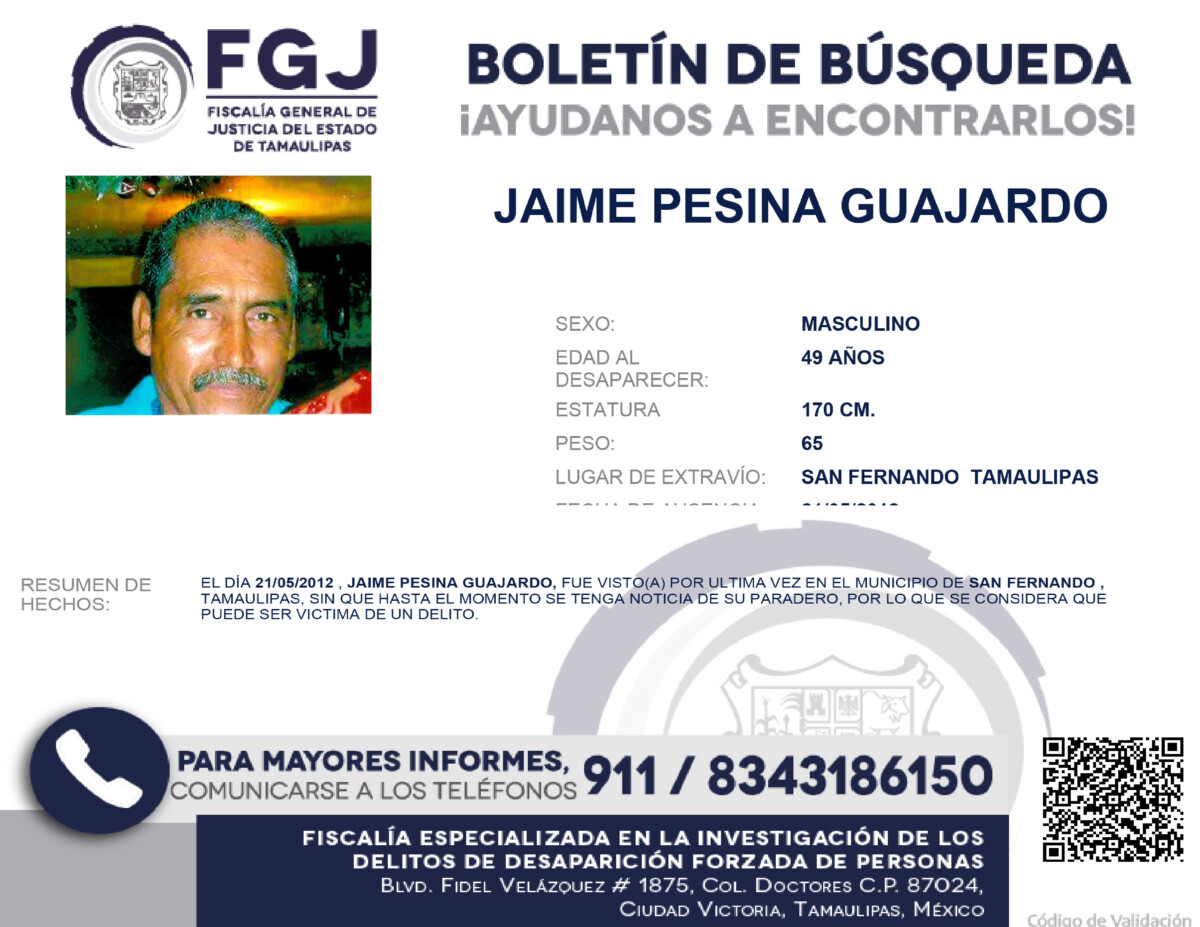 Boletin de Busqueda Jaime Pesina