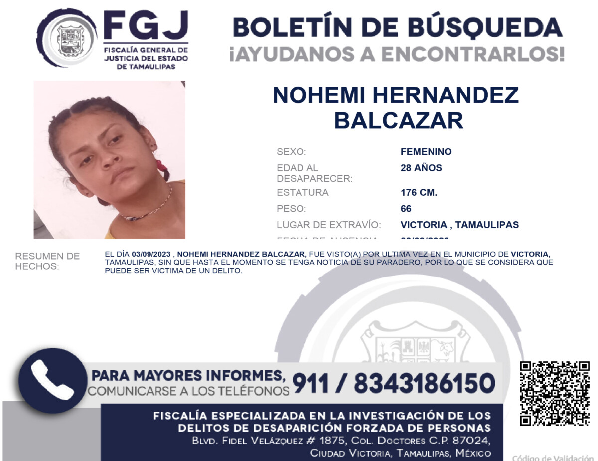 Boletín de Búsqueda Nohemi