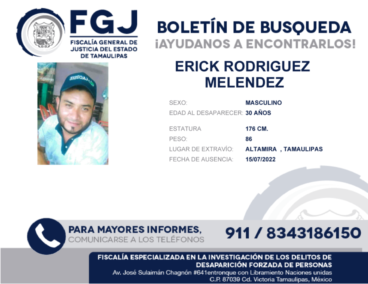 Boletin de Busqueda Erick Rodriguez Melendez