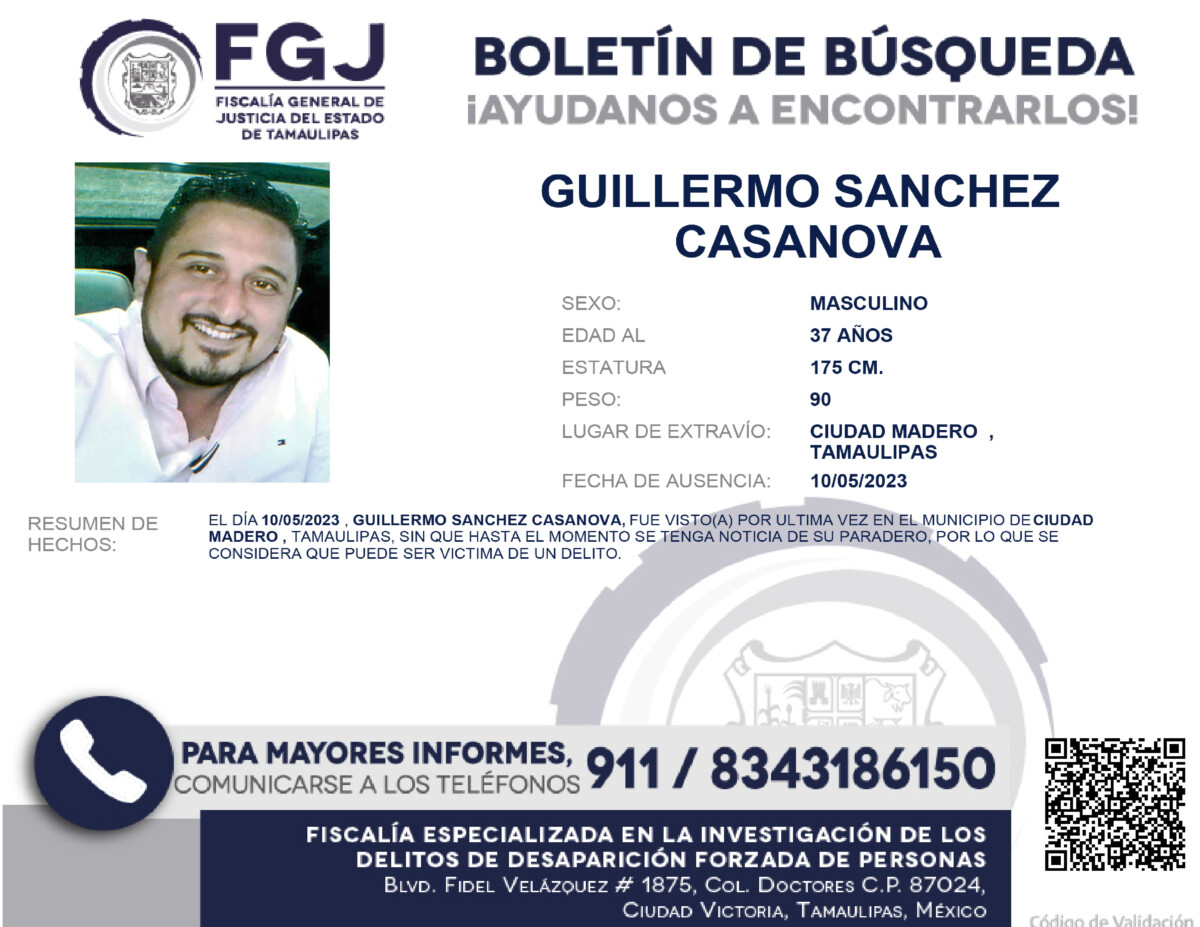 Boletín de Búsqueda Guillermo Sanchez