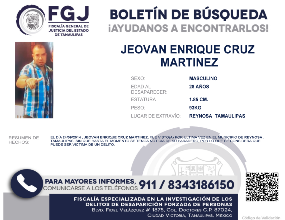 Boletin de Busqueda Jeovan Enrique